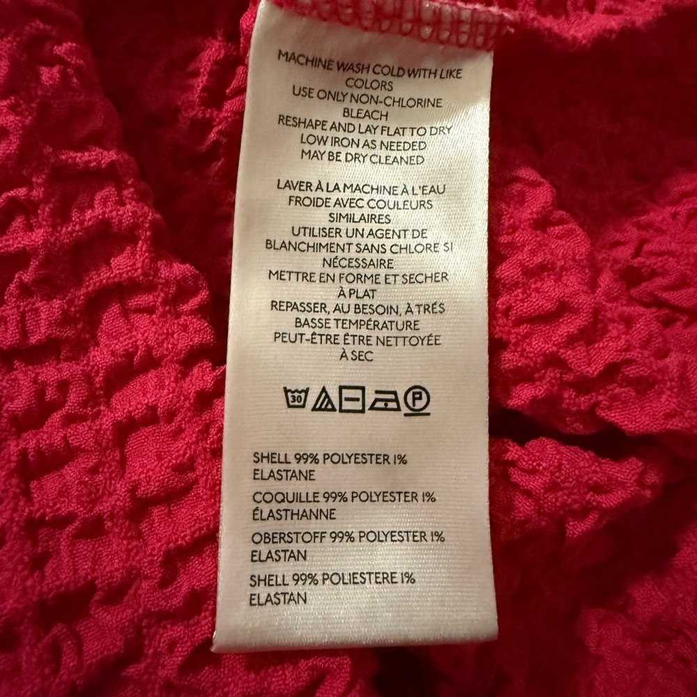 ANTHROPOLOGIE MAEVE Hot Pink Textured Puff Sleeve Blouse Size M - Picture 5 of 7